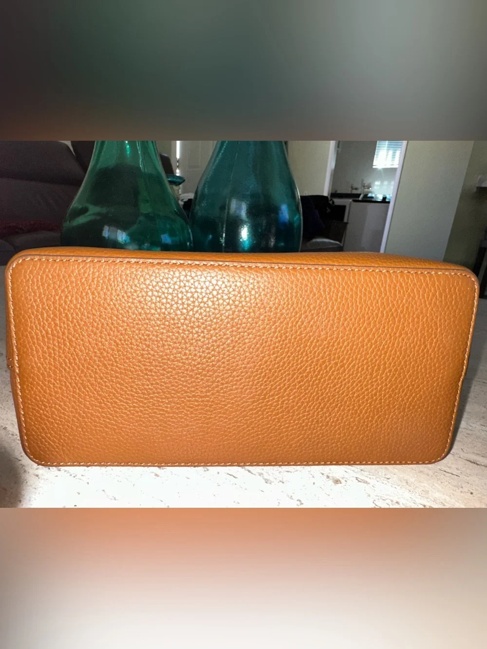 Tory Burch Kira Pebbled Leather Tote in Cognac Brown